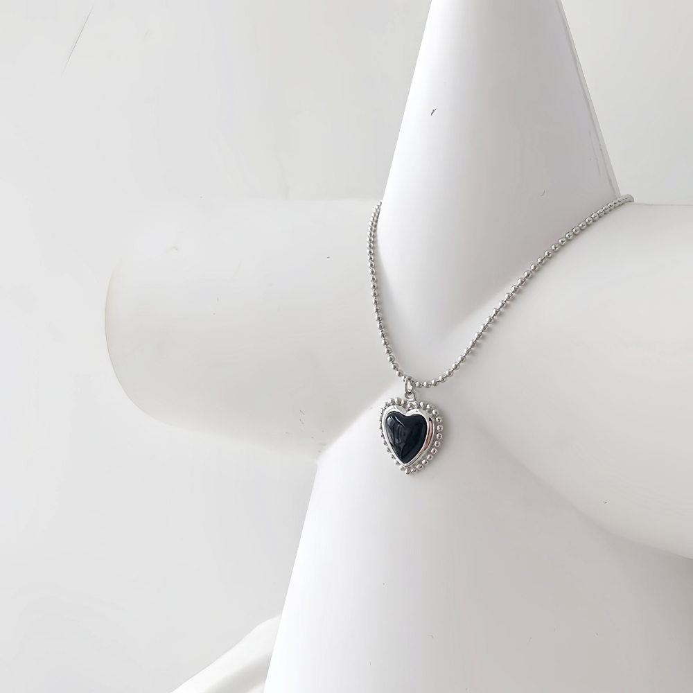 BLACK HEART ΑΣΗΜΕΝΙΟ ΚΟΛΙΕ ΜΕ ΜΑΥΡΟ ΑΧΑΤΗ BESCL0014