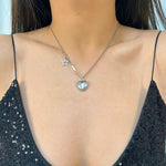 Load image into Gallery viewer, HEART AND STAR ΑΣΗΜΕΝΙΟ ΚΟΛΙΕ BESCL0221