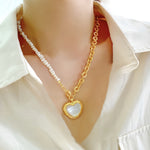 Load image into Gallery viewer, HALF HEART ΚΟΛΙΕ ΟΡΕΙΧΑΛΚΟΥ ΜΕ ΚΑΡΔΙΑ BESCL0090